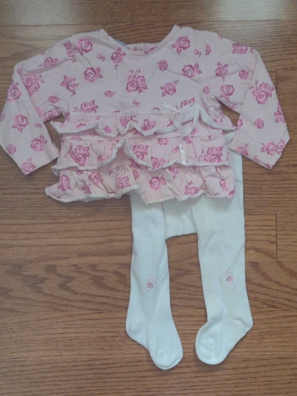 18 Mos | Ruffled Rose Long Sleeve with Footie Leggings | Disney